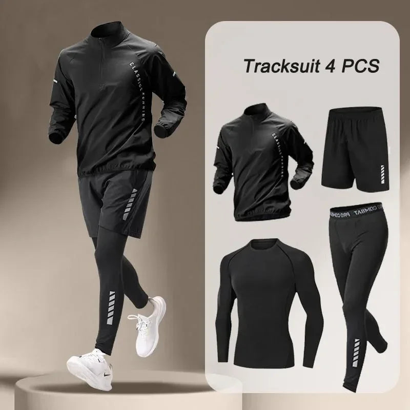 2025 Autumn Men'S Quick Dry Jacket Suit 1-4 Piece Outdoor Fitness Running Sets Sports Jogging Pants Workout Clothes Sportswear