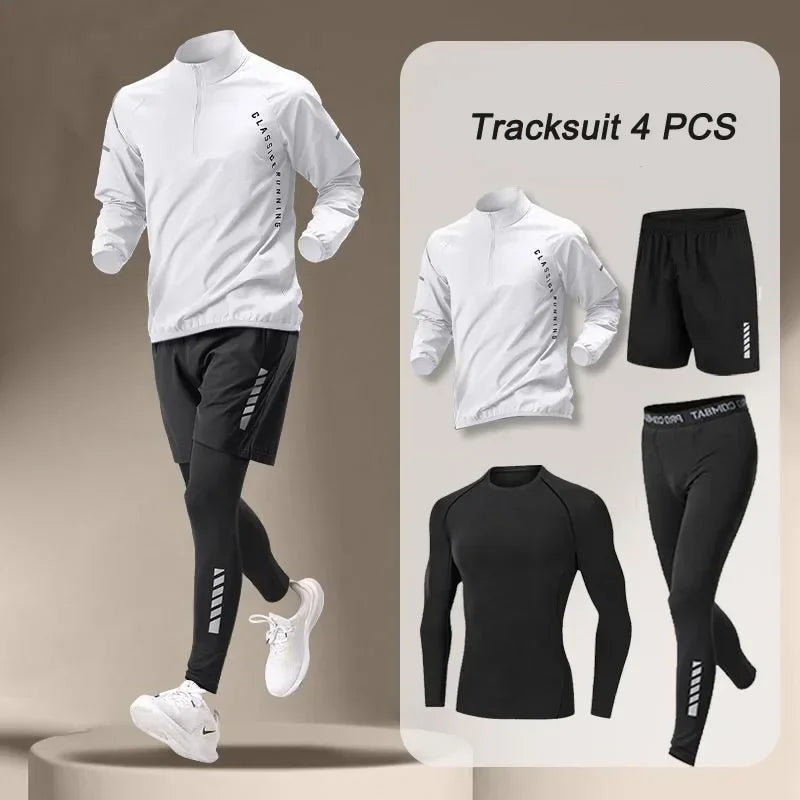2025 Autumn Men'S Quick Dry Jacket Suit 1-4 Piece Outdoor Fitness Running Sets Sports Jogging Pants Workout Clothes Sportswear