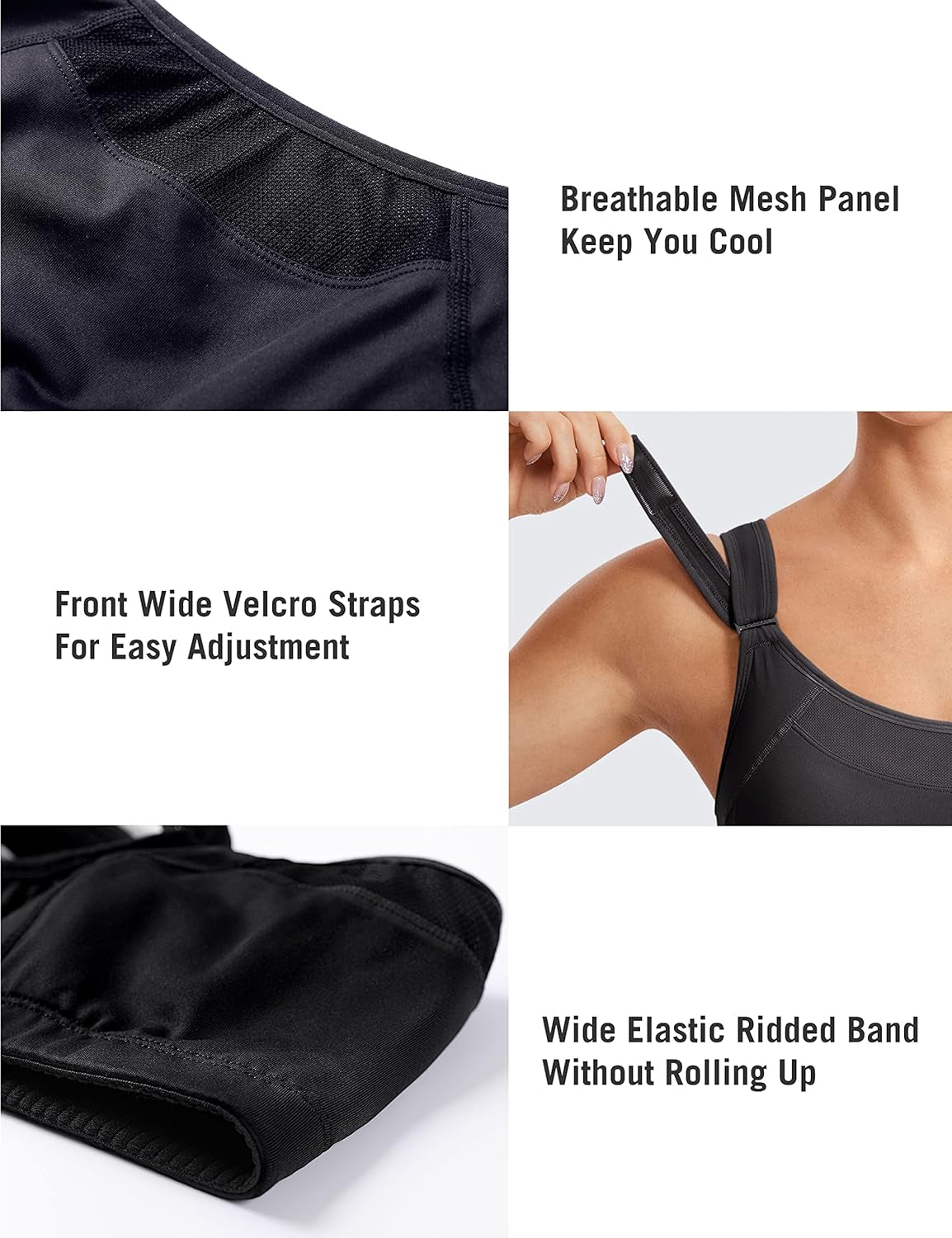 Front Adjustable Sports Bras for Women High Impact Wirefree Comfort No Bounce Support Workout Running Bra