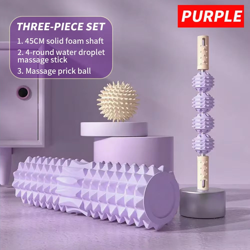 [Three Piece Massage Set] Massage Prick Ball, Massage Roller, Foam Massage Roller Shaft - a Necessary Household Massage Artifact