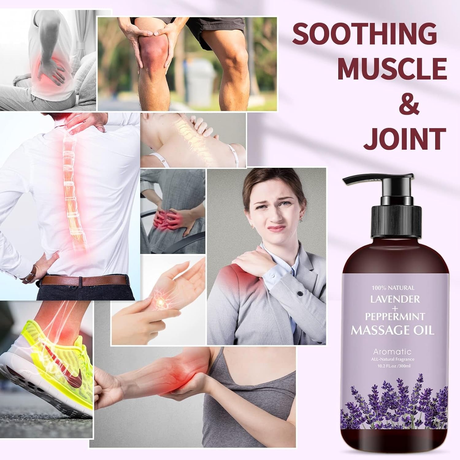 Lavender Massage Oil for Calming, Soothing and Relaxing Muscles Massage Oil for Massage Ideal Body Oil for Skin Moisturizing for Men and Women