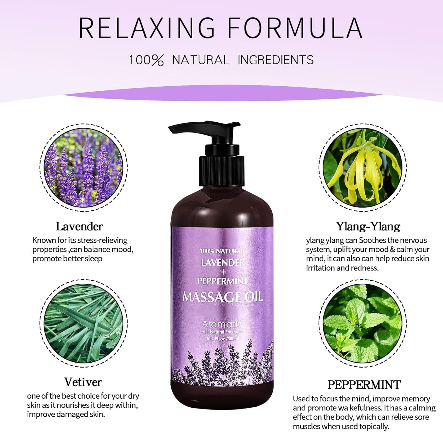 Lavender Massage Oil for Calming, Soothing and Relaxing Muscles Massage Oil for Massage Ideal Body Oil for Skin Moisturizing for Men and Women