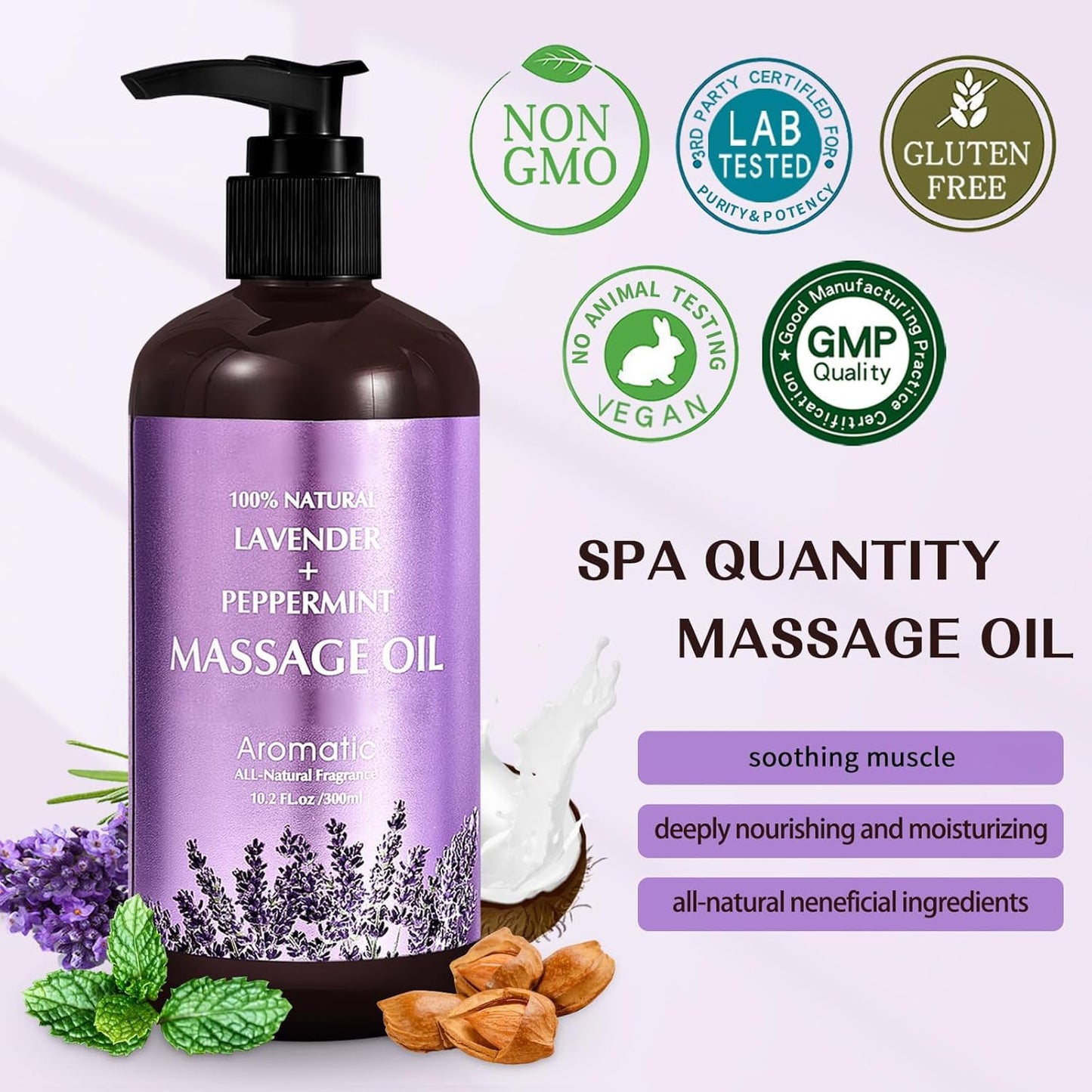 Lavender Massage Oil for Calming, Soothing and Relaxing Muscles Massage Oil for Massage Ideal Body Oil for Skin Moisturizing for Men and Women