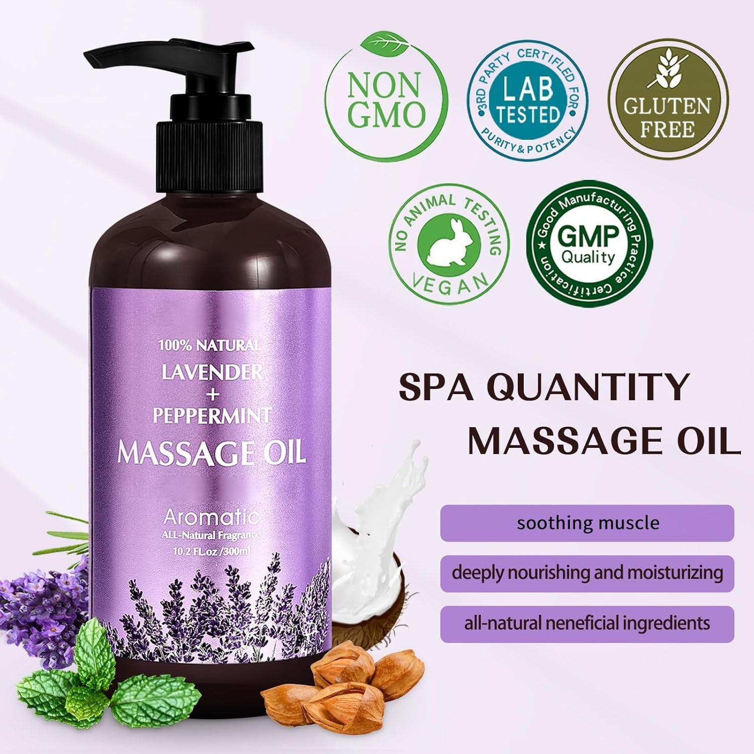 Lavender Massage Oil for Calming, Soothing and Relaxing Muscles Massage Oil for Massage Ideal Body Oil for Skin Moisturizing for Men and Women