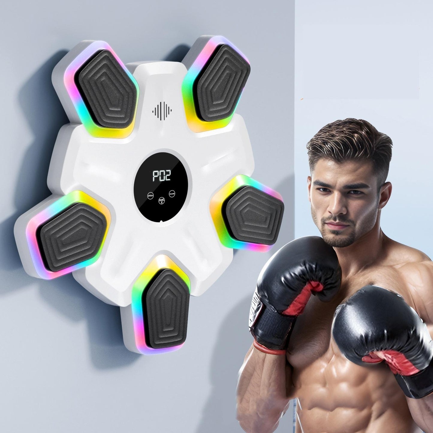 NNEDSZ Bluetooth Music Boxing Machine - 4 Modes 9 Speeds Colourful Lights - Only Machine Black