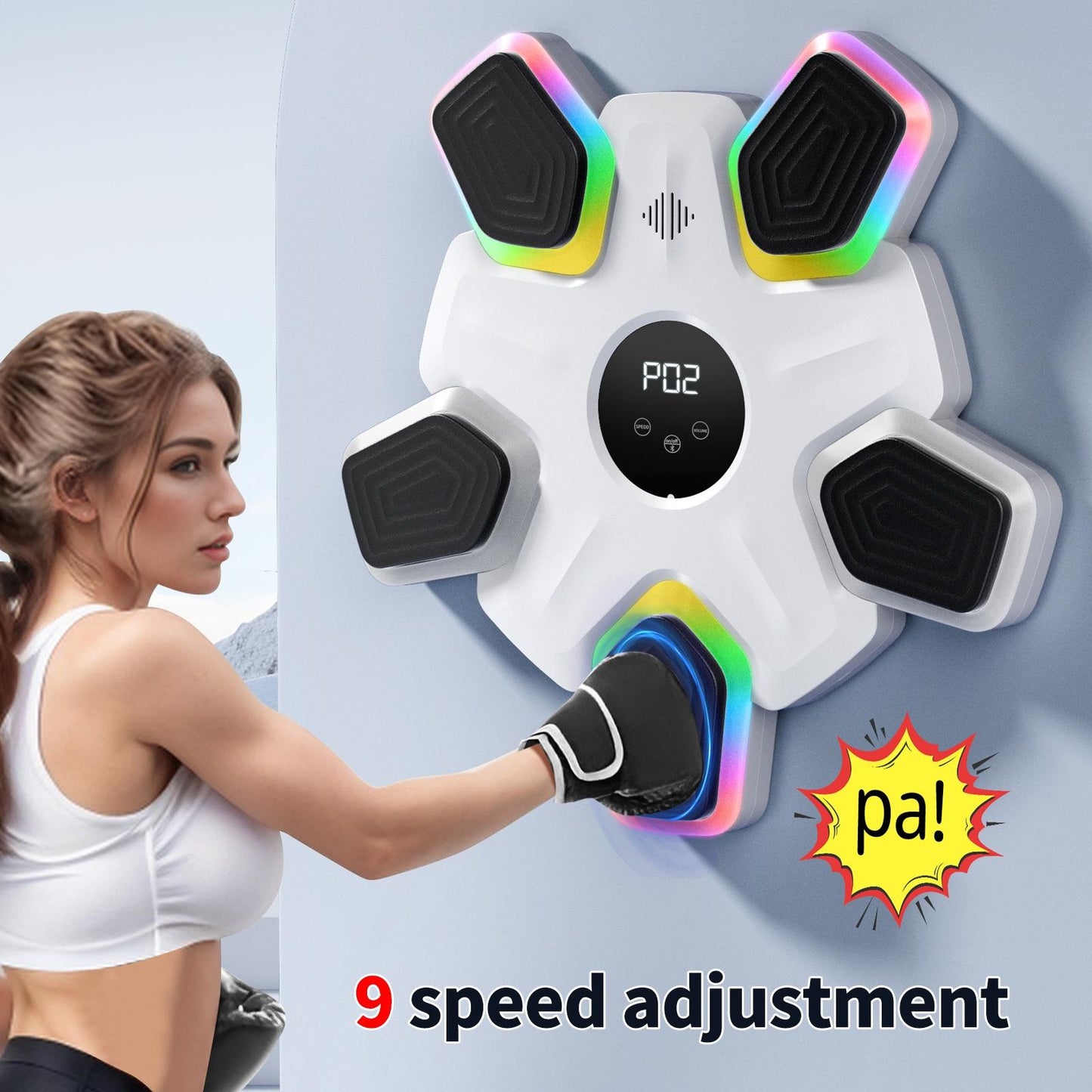 NNEDSZ Bluetooth Music Boxing Machine - 4 Modes 9 Speeds Colourful Lights - Only Machine Black