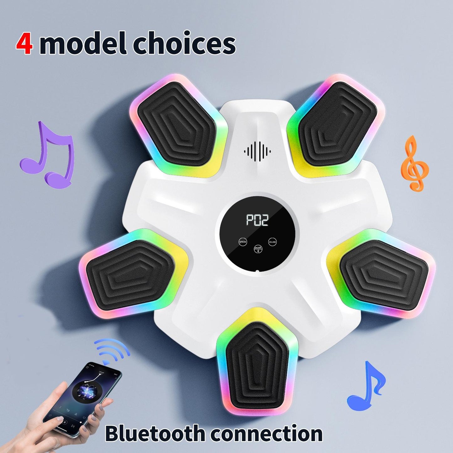 NNEDSZ Bluetooth Music Boxing Machine - 4 Modes 9 Speeds Colourful Lights - Only Machine Black