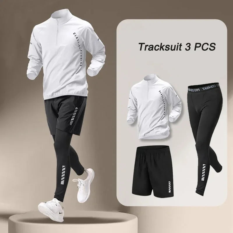 2025 Autumn Men'S Quick Dry Jacket Suit 1-4 Piece Outdoor Fitness Running Sets Sports Jogging Pants Workout Clothes Sportswear