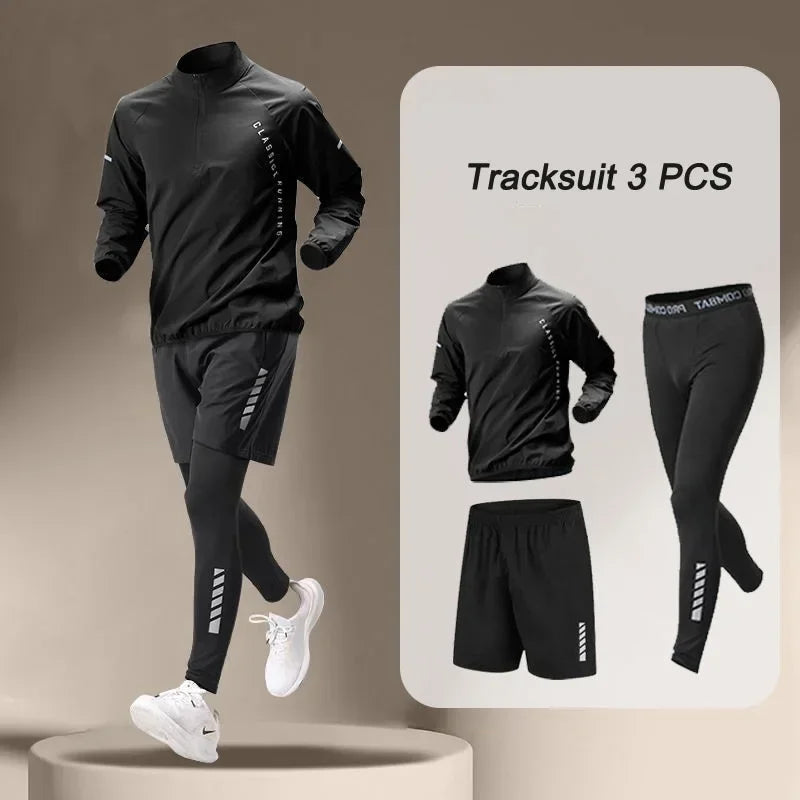 2025 Autumn Men'S Quick Dry Jacket Suit 1-4 Piece Outdoor Fitness Running Sets Sports Jogging Pants Workout Clothes Sportswear