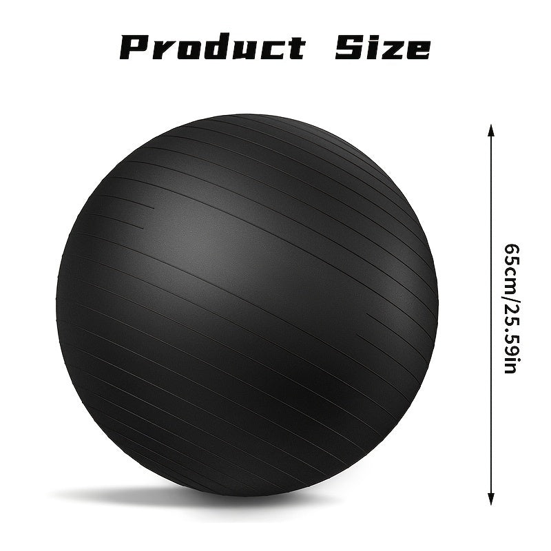 Heavy-Duty Explosion-Proof Yoga Ball with Air Plug and Pump(Black)