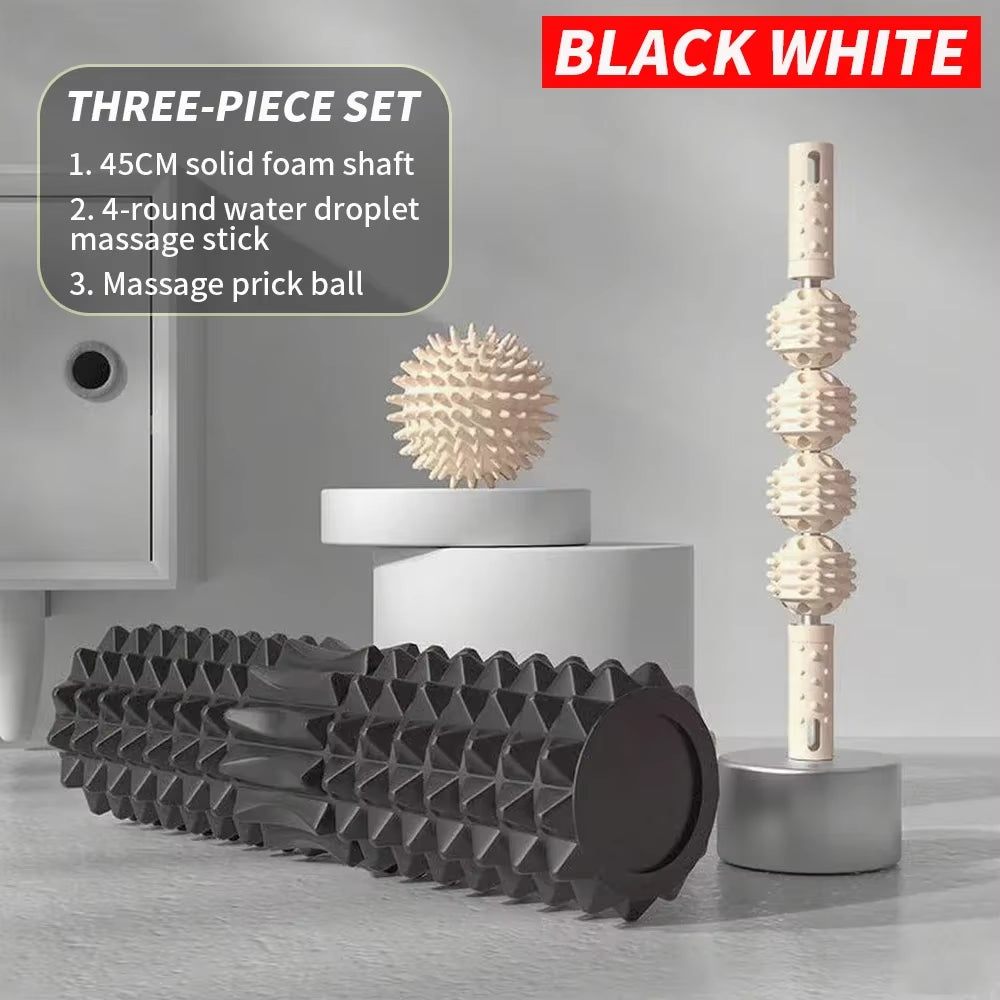 [Three Piece Massage Set] Massage Prick Ball, Massage Roller, Foam Massage Roller Shaft - a Necessary Household Massage Artifact