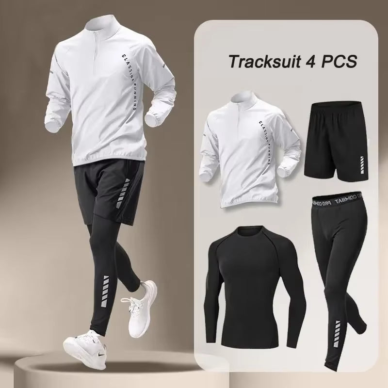 2025 Summer Men'S Quick Dry Jacket Suit 1-4 Piece Outdoor Fitness Running Sets Sports Jogging Pants Workout Clothes Sportswear