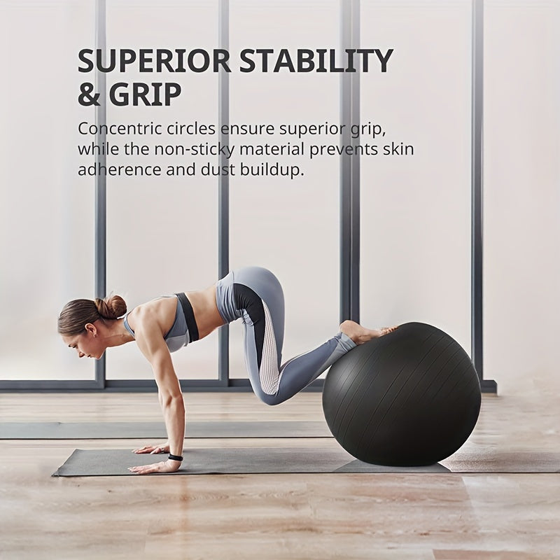 Heavy-Duty Explosion-Proof Yoga Ball with Air Plug and Pump(Black)