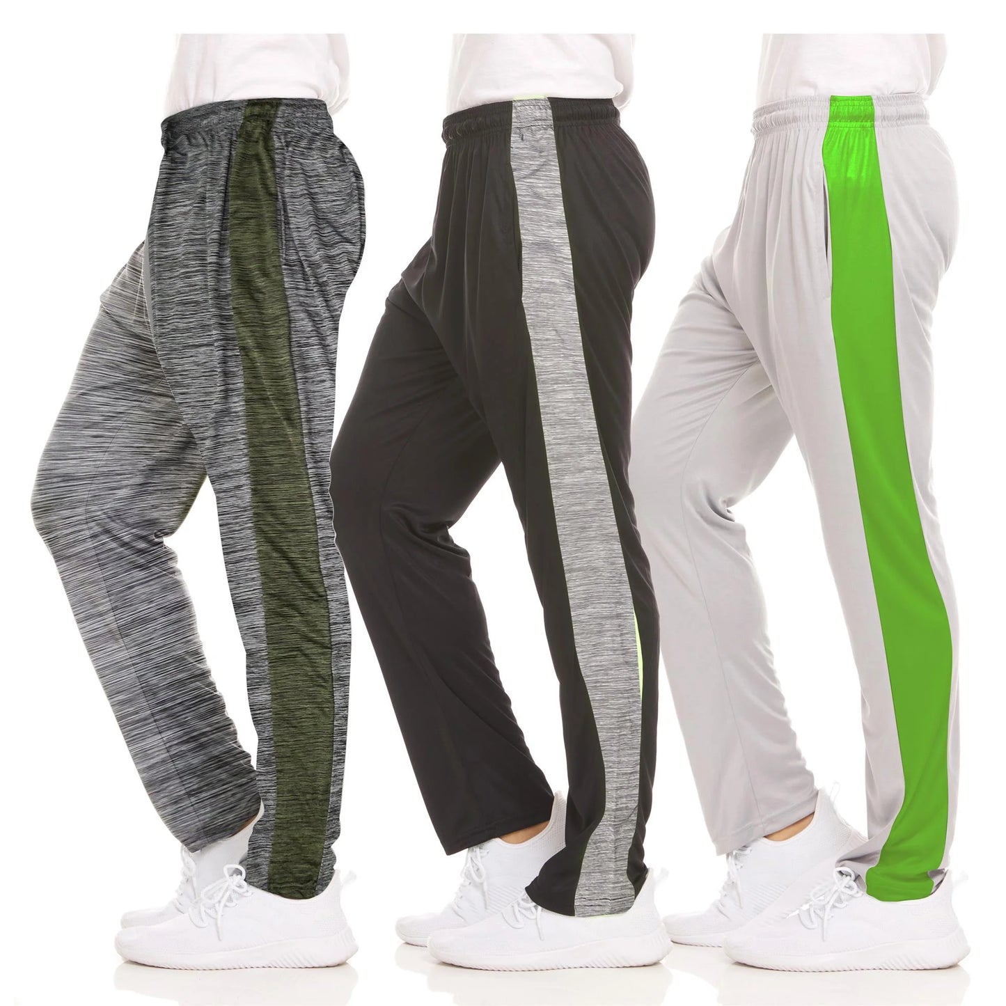 Dri-Fit Pant 3 Pack-Moisture Wicking, High Performance, Comfy Spandex-Poly Blend (Up to Size 3XL)