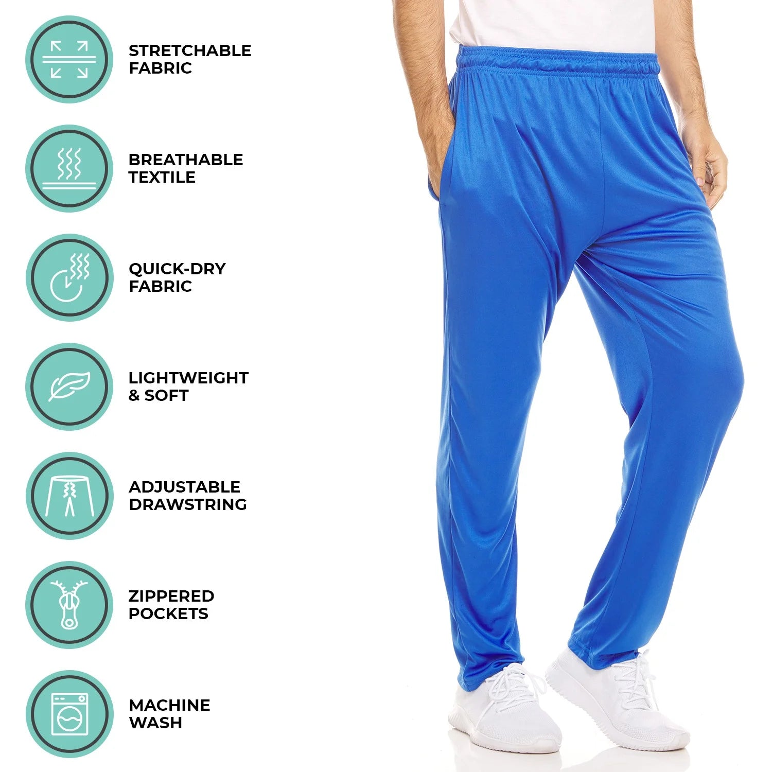Dri-Fit Pant 3 Pack-Moisture Wicking, High Performance, Comfy Spandex-Poly Blend (Up to Size 3XL)